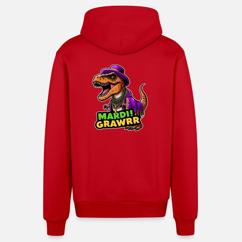 T Rex Karneval Mardi Gras - Organic Relaxed Kapuzenjacke Made in EU - Rot