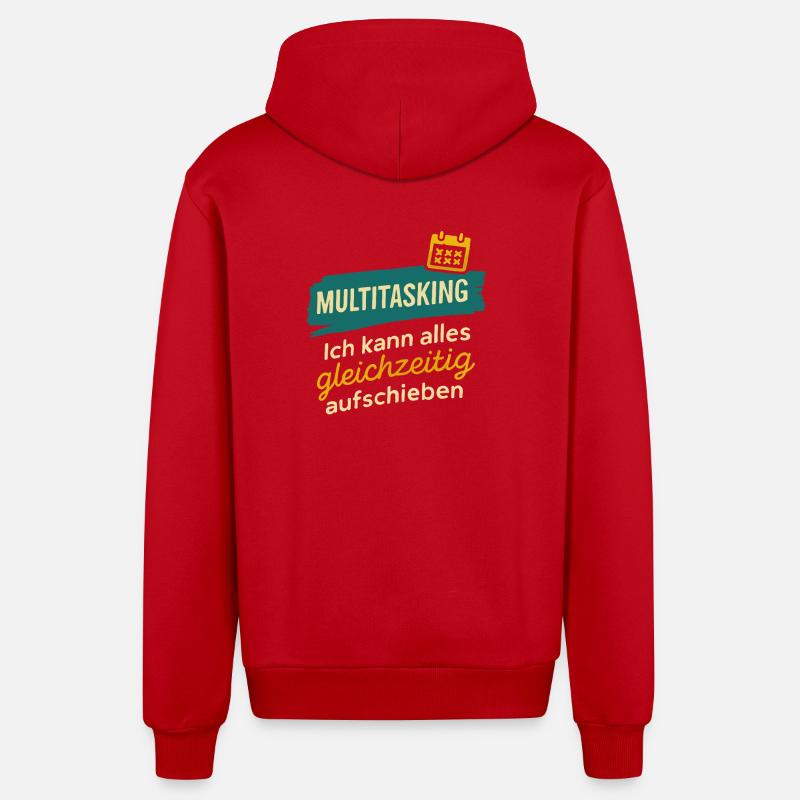Multitasking – Postpone everything at once - Organic Relaxed Hooded Jacket Made in EU - red
