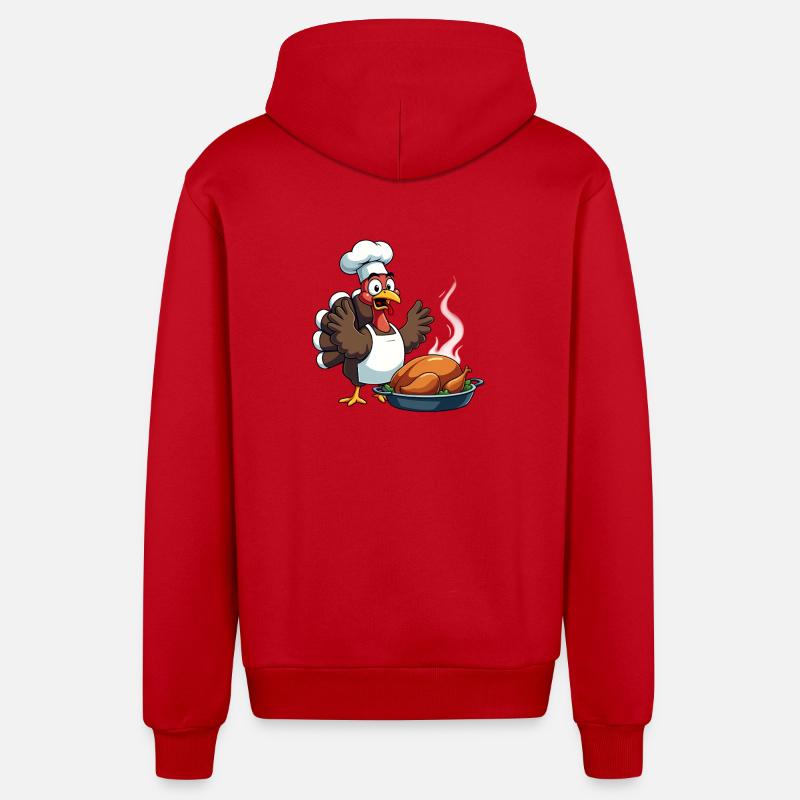 Cuisinier de dinde de Thanksgiving - Veste à capuche bio décontractée fabriquée en UE - rouge