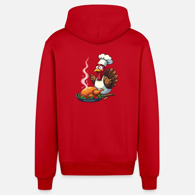 Cuisinier de dinde de Thanksgiving - Veste à capuche bio décontractée fabriquée en UE - rouge
