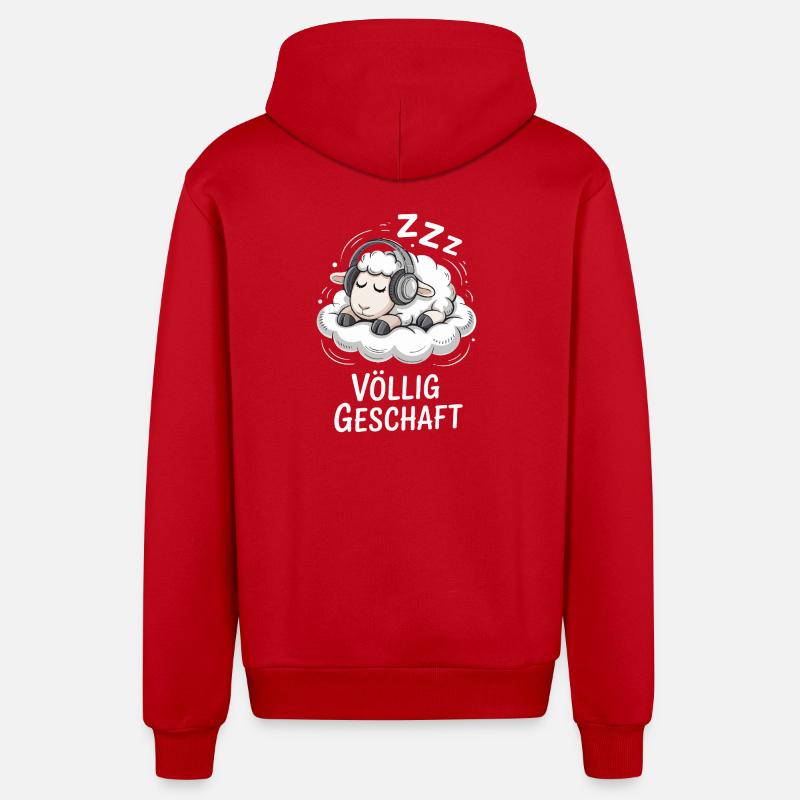 Conception de mouton entièrement réalisée - Veste à capuche bio décontractée fabriquée en UE - rouge
