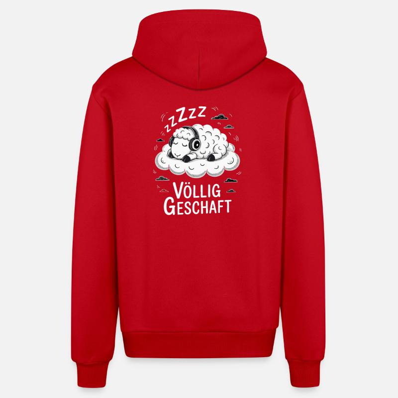 Conception de mouton entièrement réalisée - Veste à capuche bio décontractée fabriquée en UE - rouge