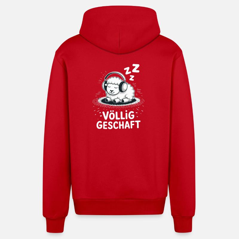 Conception de mouton entièrement réalisée - Veste à capuche bio décontractée fabriquée en UE - rouge