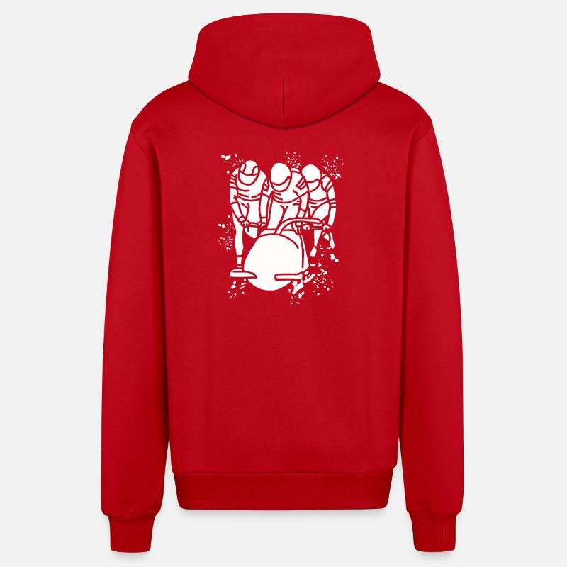 Bobfahrer Bobschlitten Viererbob - Organic Relaxed Kapuzenjacke Made in EU - Rot
