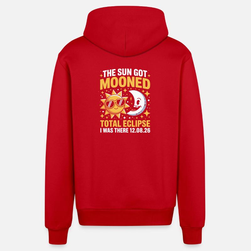Sun Moon Total Eclipse Saying - Organic Relaxed Hooded Jacket Made in EU - red