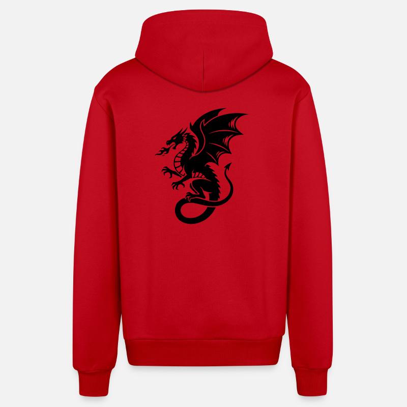 Puissant dragon | Tatouage Tribal Noir - Veste à capuche bio décontractée fabriquée en UE - rouge