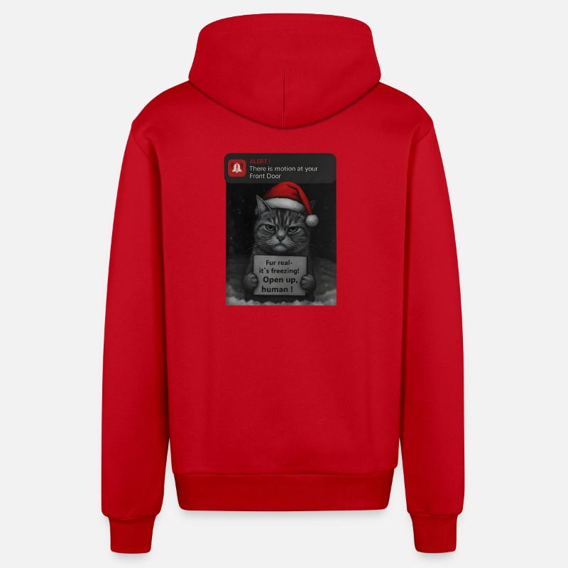 Chat Noël avec des chats drôles - Veste à capuche bio décontractée fabriquée en UE - rouge