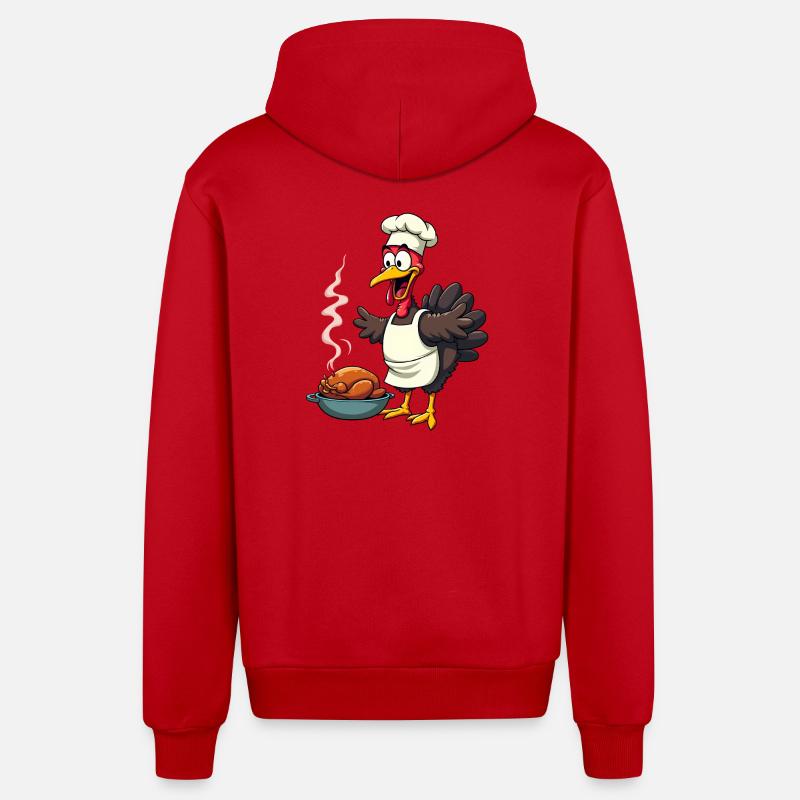 Cuisinier de dinde de Thanksgiving - Veste à capuche bio décontractée fabriquée en UE - rouge