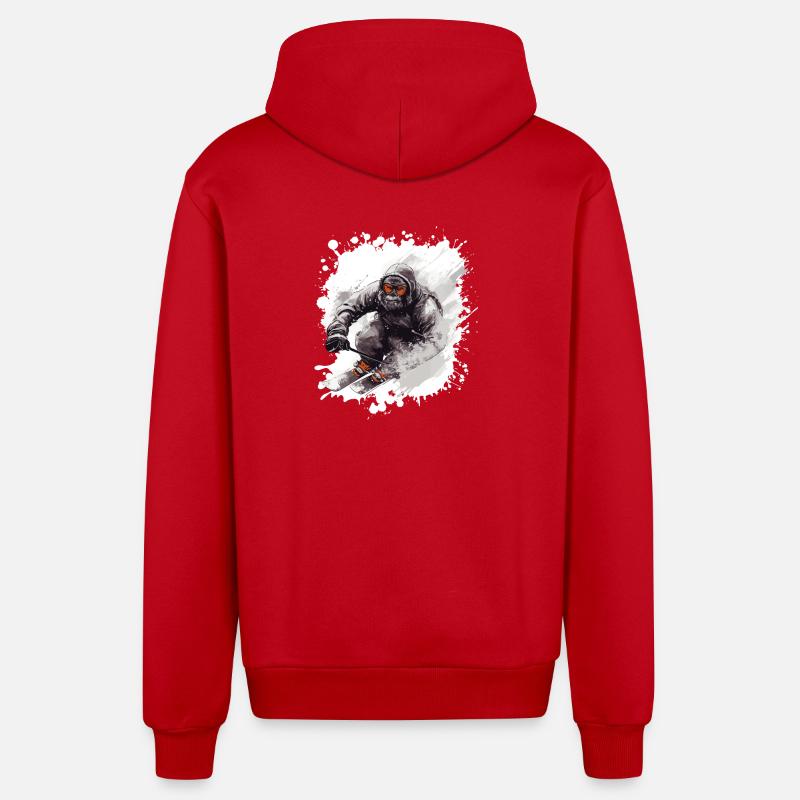 Gorilla Ski Skiing - Veste à capuche bio décontractée fabriquée en UE - rouge