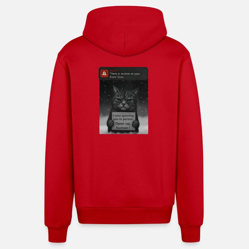 Cat a un message pour vous - Funnier - Veste à capuche bio décontractée fabriquée en UE - rouge