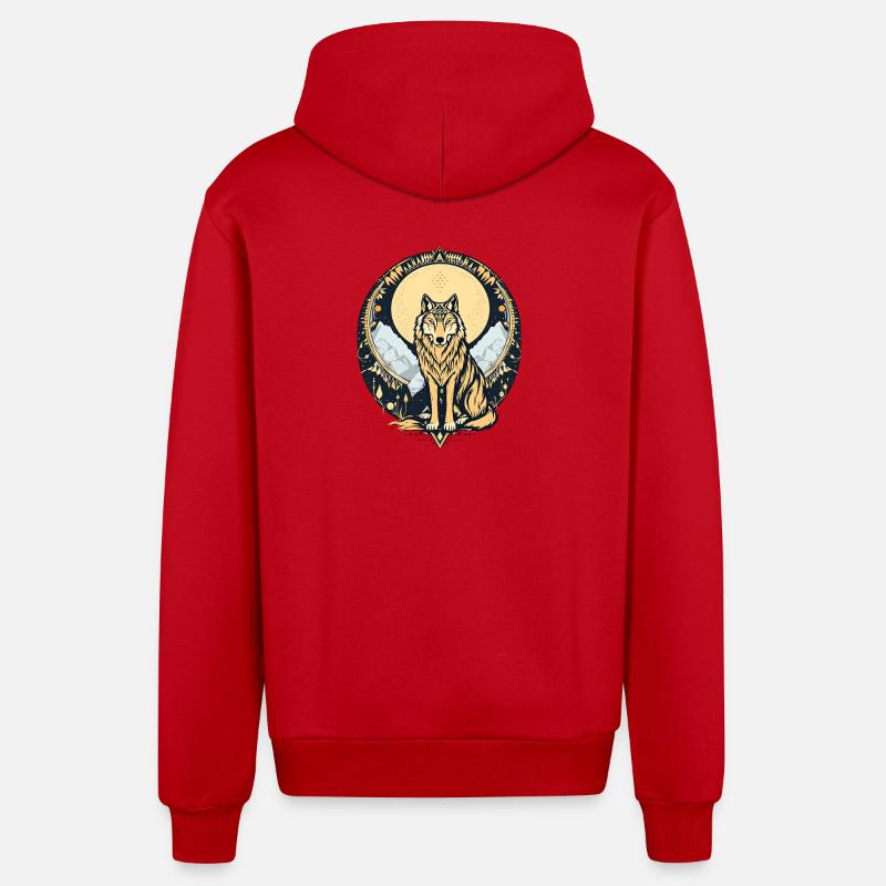 Boho Wolf - Organic Relaxed Kapuzenjacke Made in EU - Rot