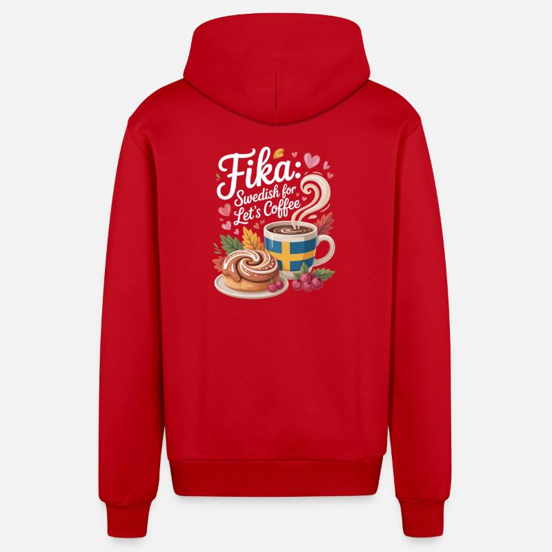 Fika - Veste à capuche bio décontractée fabriquée en UE - rouge