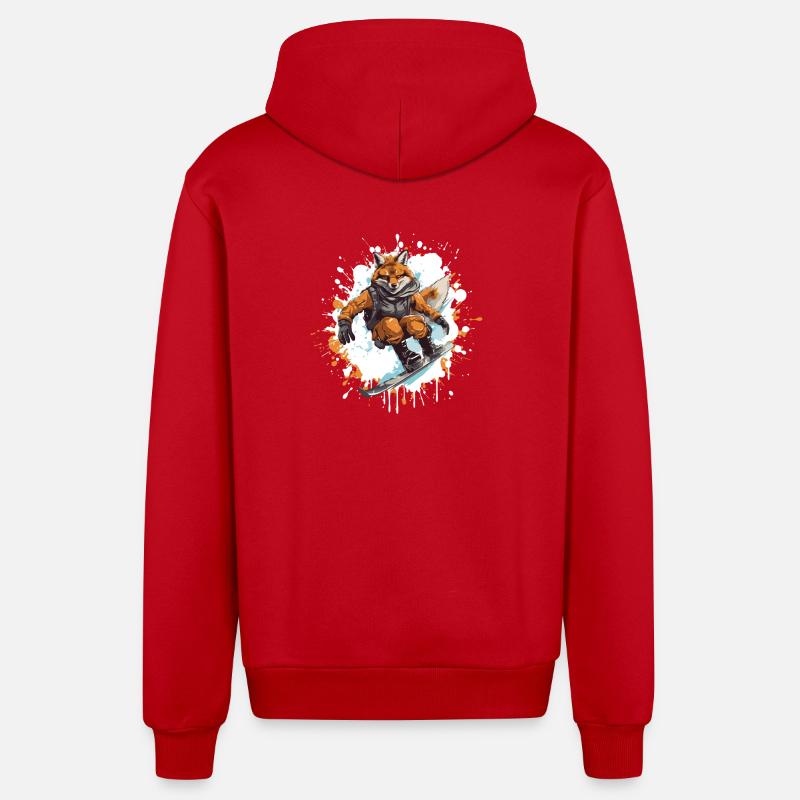 Fuchs Snowboard - Veste à capuche bio décontractée fabriquée en UE - rouge