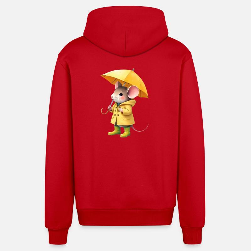 Souris en imperméable jaune - Veste à capuche bio décontractée fabriquée en UE - rouge