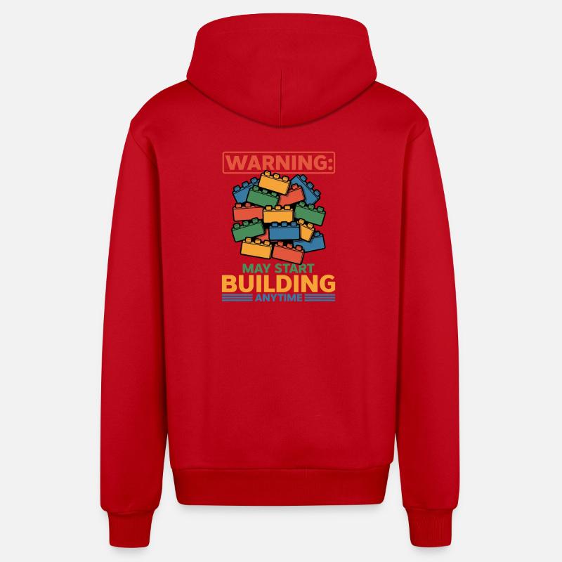 Blocs de construction Enfants Brick Builder - Veste à capuche bio décontractée fabriquée en UE - rouge