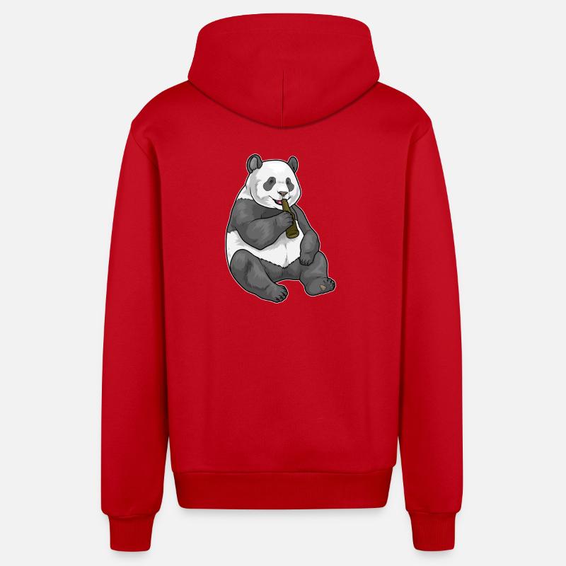 Bière Panda - Veste à capuche bio décontractée fabriquée en UE - rouge