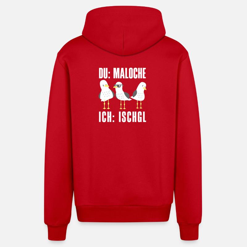 Ischgl Ski Snowboard Fun après-ski - Veste à capuche bio décontractée fabriquée en UE - rouge