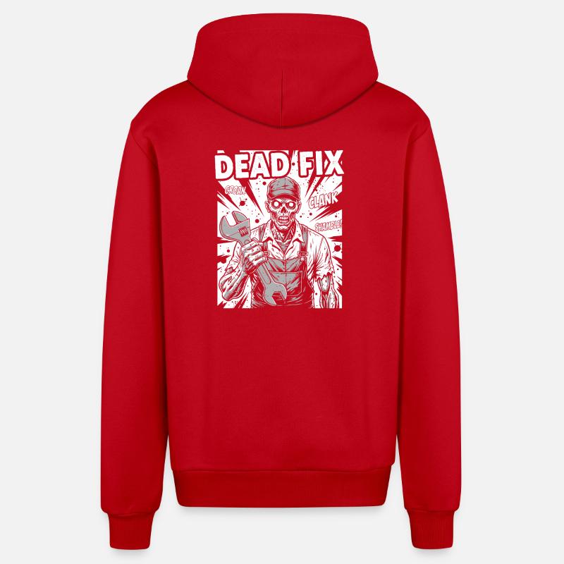 Atelier de squelette Dead Fix - Veste à capuche bio décontractée fabriquée en UE - rouge