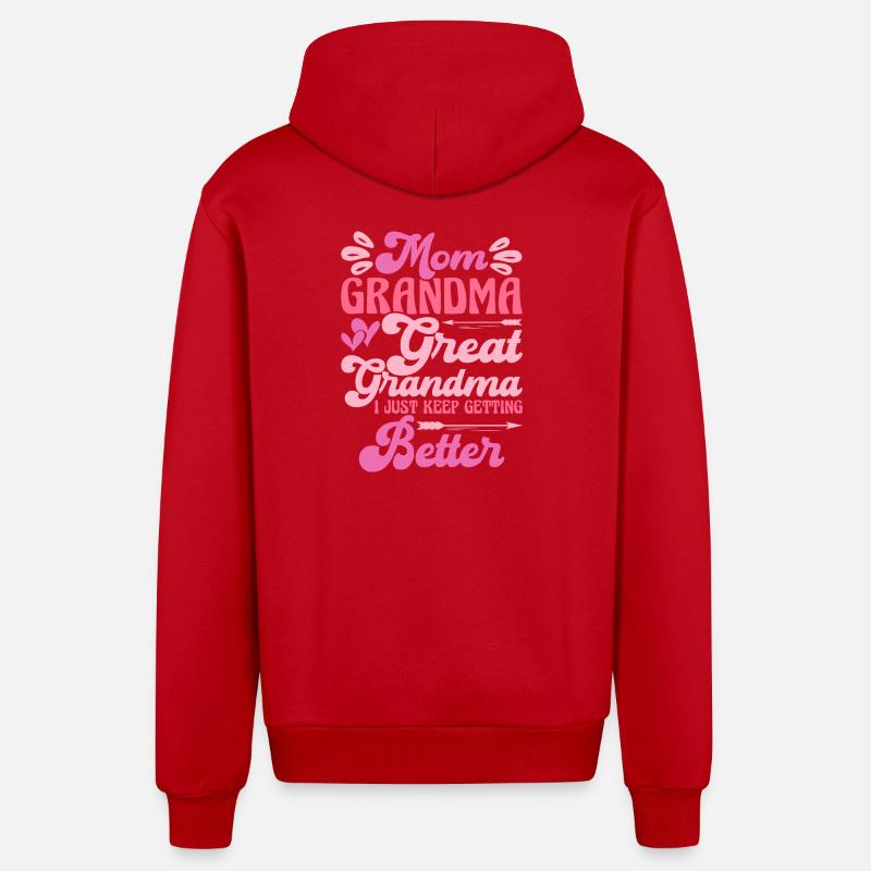 Oma Mama Geschenk Weihnachtsgeschenke Großmutter  - Organic Relaxed Kapuzenjacke Made in EU - Rot