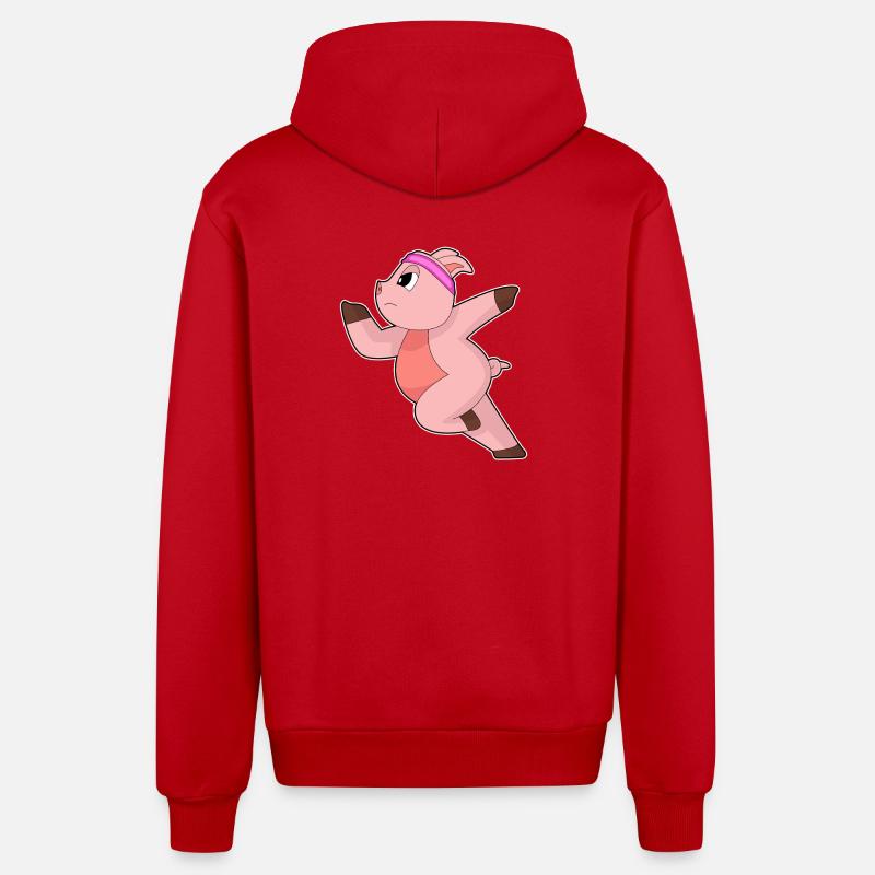 Cochon Jogger Jogging Sport - Veste à capuche bio décontractée fabriquée en UE - rouge