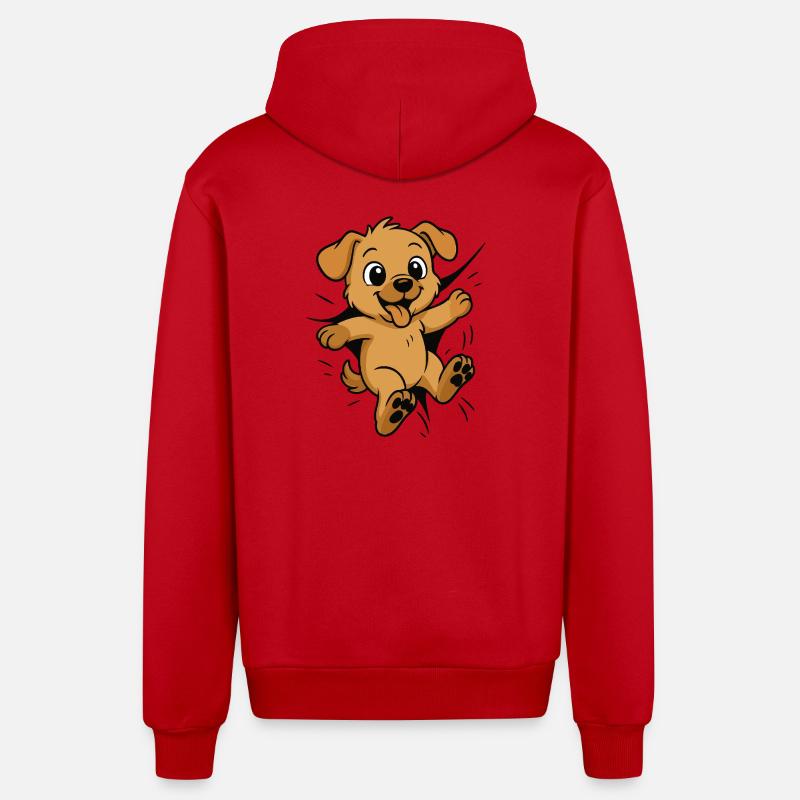 Süßer Comic Hundewelpe – Kinder & Tierfreunde - Organic Relaxed Kapuzenjacke Made in EU - Rot