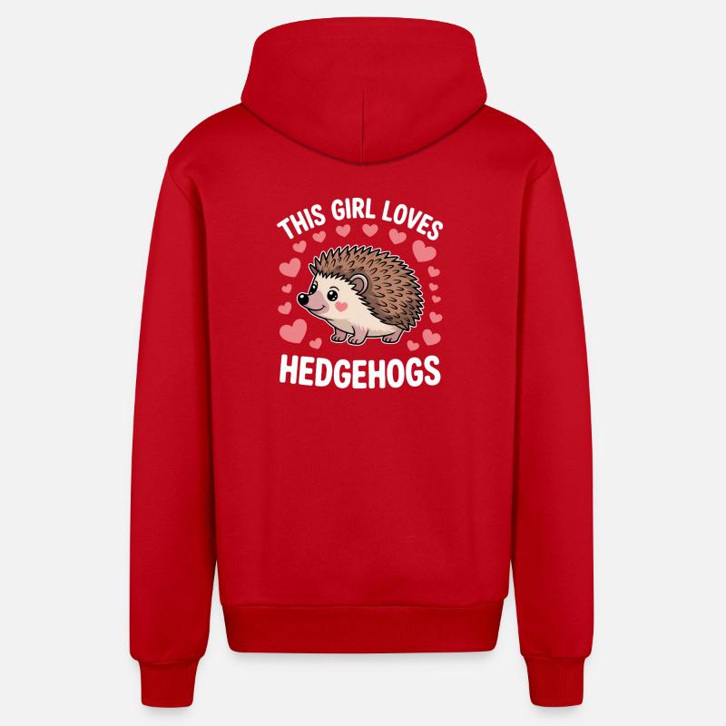 Igel Spruch Mädchen Lustiges Igel Geschenk - Organic Relaxed Kapuzenjacke Made in EU - Rot