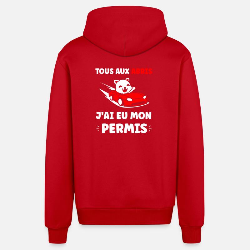 Panda en Cabrio Rouge Permis - Veste à capuche bio décontractée fabriquée en UE - rouge