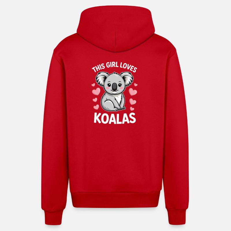 Koala Spruch Mädchen Lustiges Koala Geschenk - Organic Relaxed Kapuzenjacke Made in EU - Rot