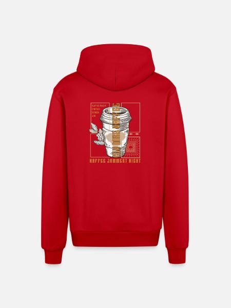 Coffee just does its job retro - Organic Relaxed Hooded Jacket Made in EU - red