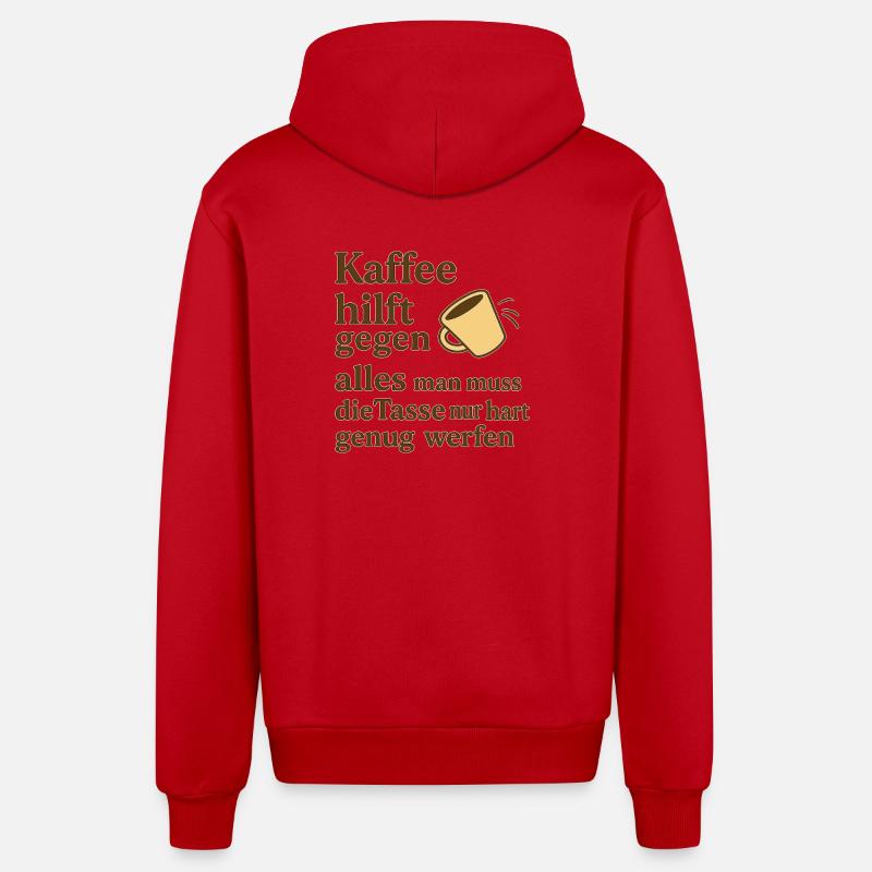 Le café aide contre tout – blague - Veste à capuche bio décontractée fabriquée en UE - rouge