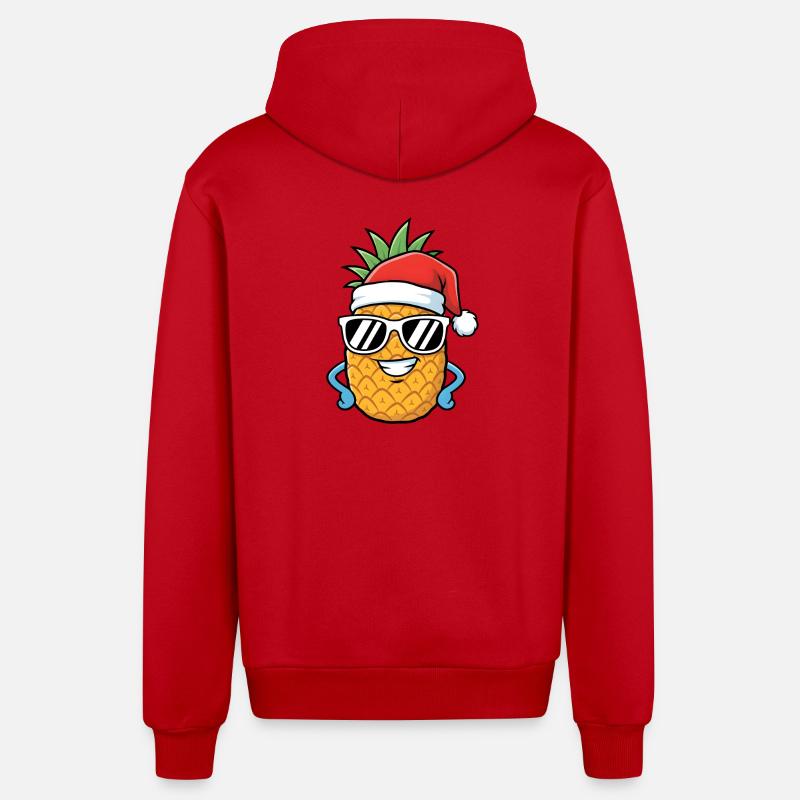 Art de l’ananas de Noël - Veste à capuche bio décontractée fabriquée en UE - rouge