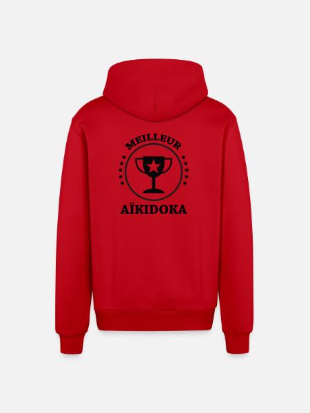 Best Aikido - Aikido - Organic Relaxed Hooded Jacket Made in EU - red