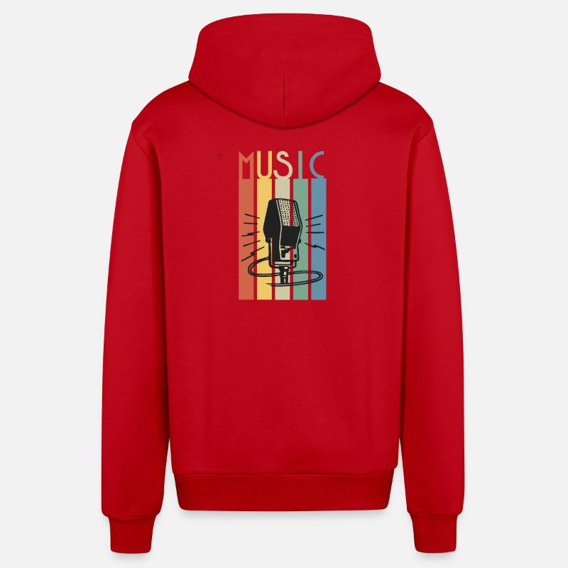 Bande musicale de microphone rétro - Veste à capuche bio décontractée fabriquée en UE - rouge