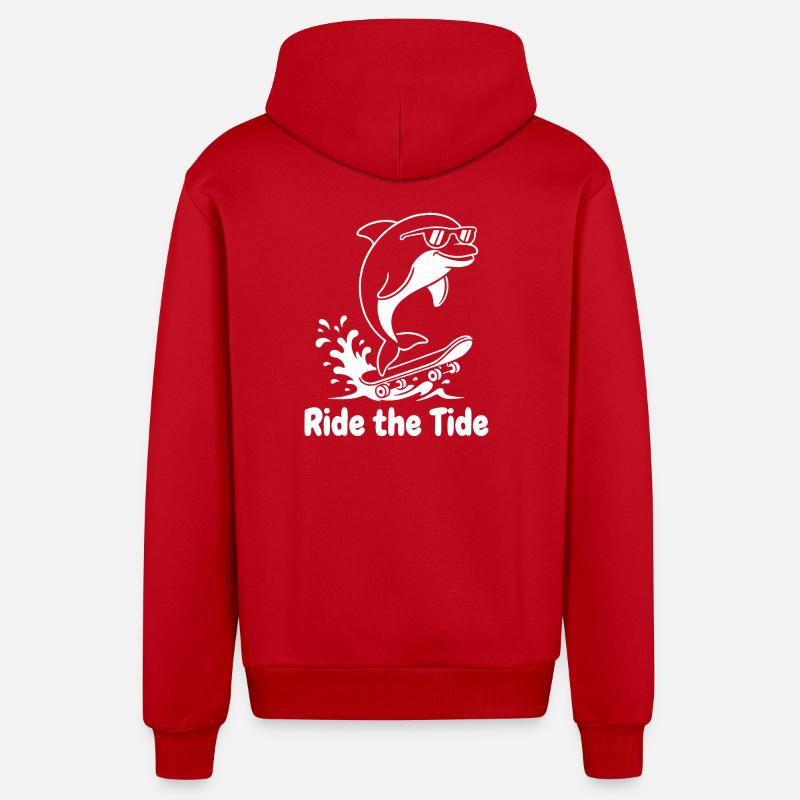 Dauphin Skateboard Wave - Veste à capuche bio décontractée fabriquée en UE - rouge