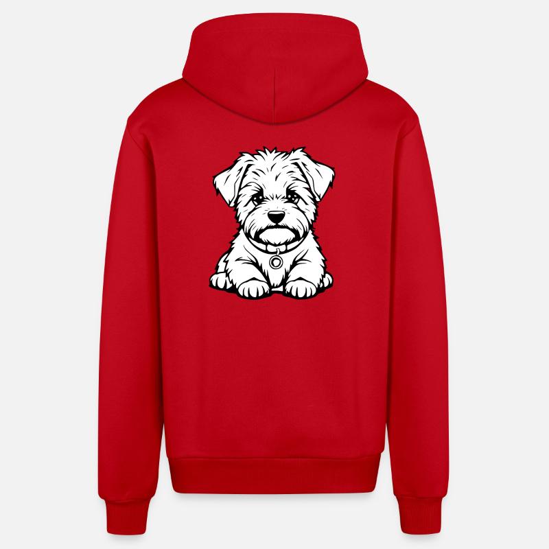 Chien Blanc Noir et Blanc - Veste à capuche bio décontractée fabriquée en UE - rouge