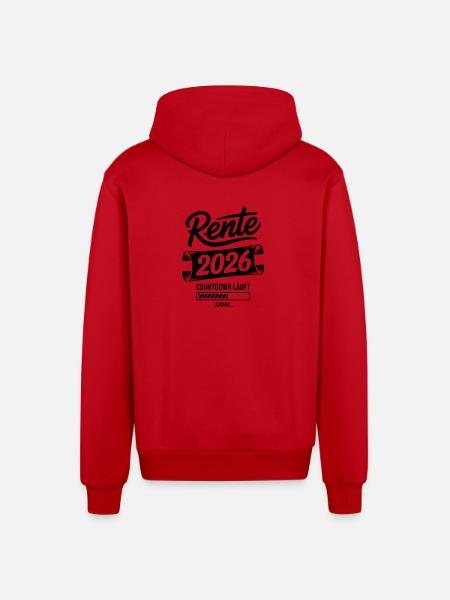 Pension 2026 Countdown Chart - Organic Relaxed Hooded Jacket Made in EU - red
