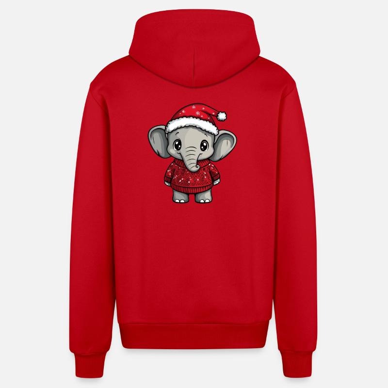 Noël de Noël avec éléphants - Veste à capuche bio décontractée fabriquée en UE - rouge