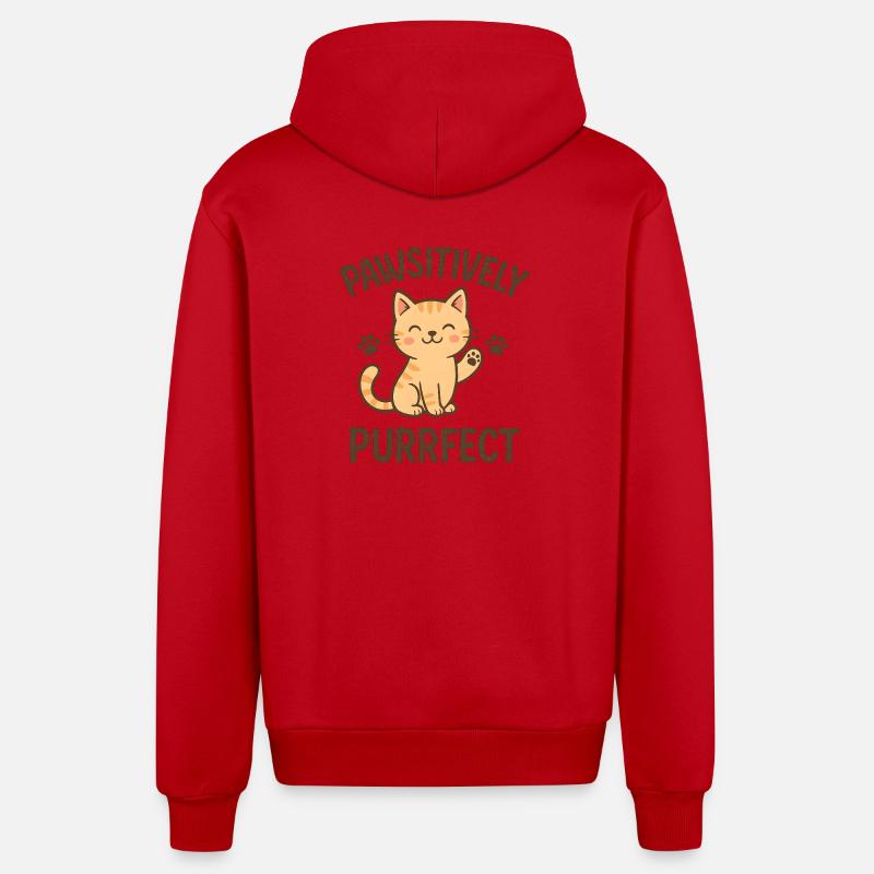 Conception Pathsitively Purrfect Cat - Veste à capuche bio décontractée fabriquée en UE - rouge