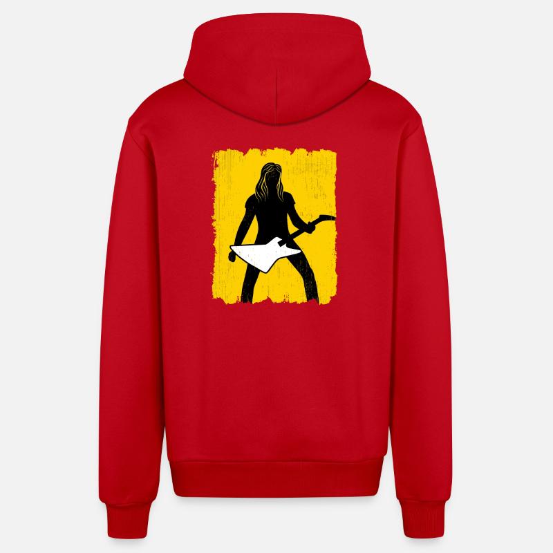 Affiche graffiti Silhouette du guitariste - Veste à capuche bio décontractée fabriquée en UE - rouge