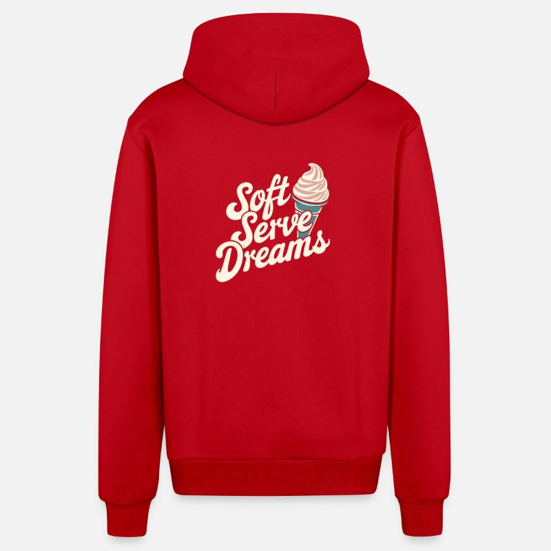 Soft Serve Dreams – Glace rétro - Veste à capuche bio décontractée fabriquée en UE - rouge
