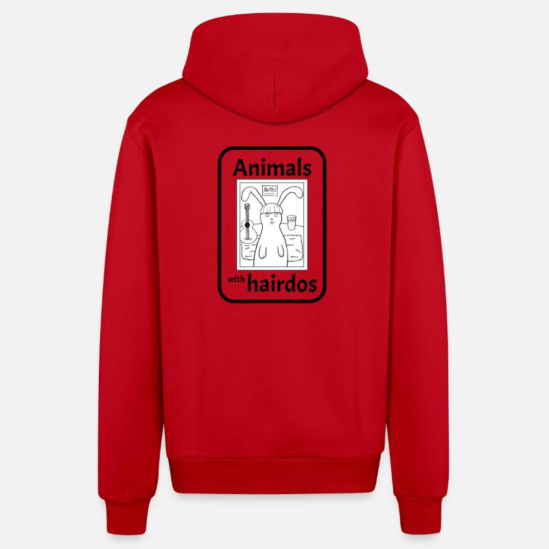 Lapin avec coiffure - Veste à capuche bio décontractée fabriquée en UE - rouge