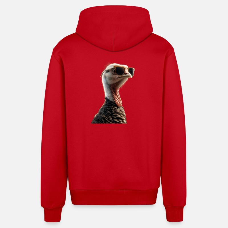 Dinde Poules Oiseaux Dinde - Veste à capuche bio décontractée fabriquée en UE - rouge