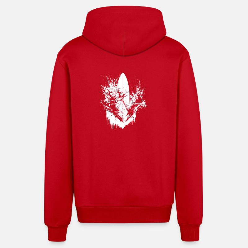 Surf dynamique Illustration Surf Surf - Veste à capuche bio décontractée fabriquée en UE - rouge