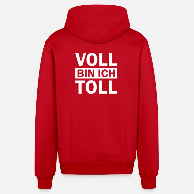 Je vais super bien - Veste à capuche bio décontractée fabriquée en UE - rouge