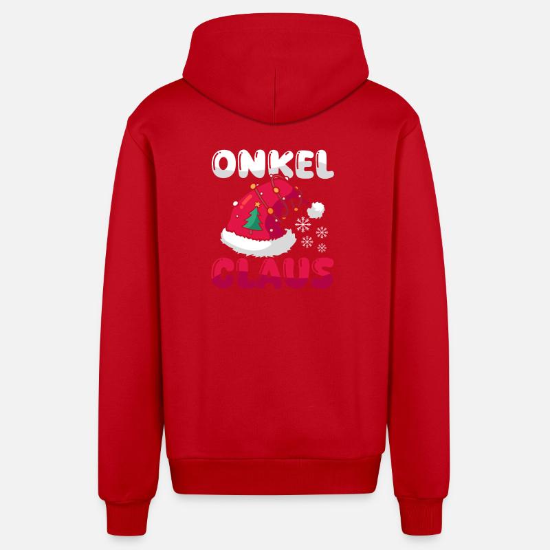 Père Noël Oncle Noël - Veste à capuche bio décontractée fabriquée en UE - rouge