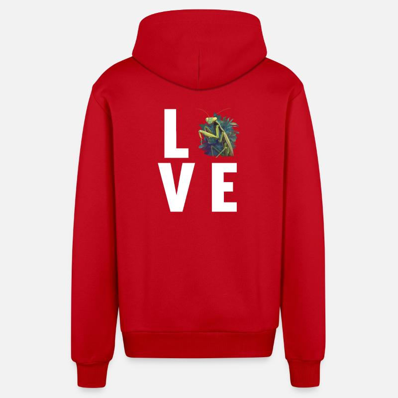 Praying mantises Praying mantis - Organic Relaxed Hooded Jacket Made in EU - red