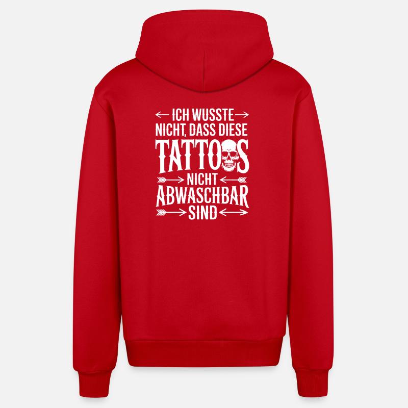 Déclaration du tatouage non lavable - Veste à capuche bio décontractée fabriquée en UE - rouge