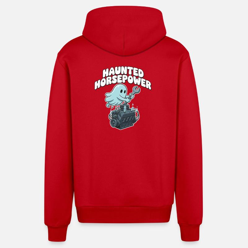 Dessin animé Ghost Engine Hanting Engine - Veste à capuche bio décontractée fabriquée en UE - rouge