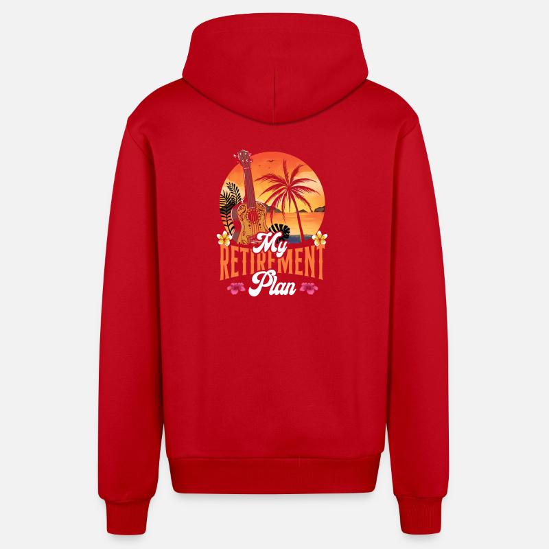 Ukulélé hawaïen Ukulélé retiré mon - Veste à capuche bio décontractée fabriquée en UE - rouge