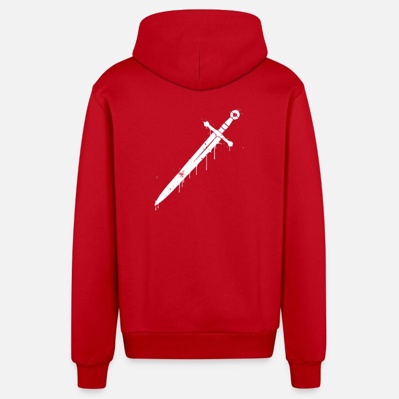 Épée de chevalier graffiti Moyen Âge - Veste à capuche bio décontractée fabriquée en UE - rouge